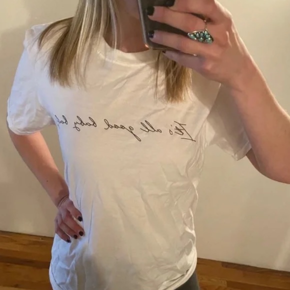 NWT nasty gal It’s all good baby baby scripty font graphic print T-shirt M - Picture 8 of 8